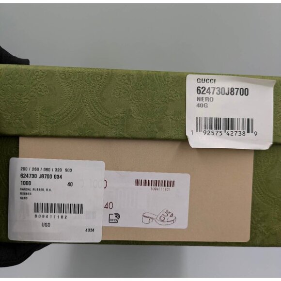 Gucci Logo Embossed Mid-heel Rubber Sandals Black 624730 EU40 - Picture 10 of 11